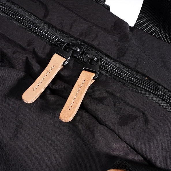 Women's Nylon Convertible Backpack with Genuine Leather Trim