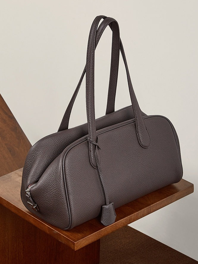 Women's Pebbled Cowhide East-West Bowling Tote Bag
