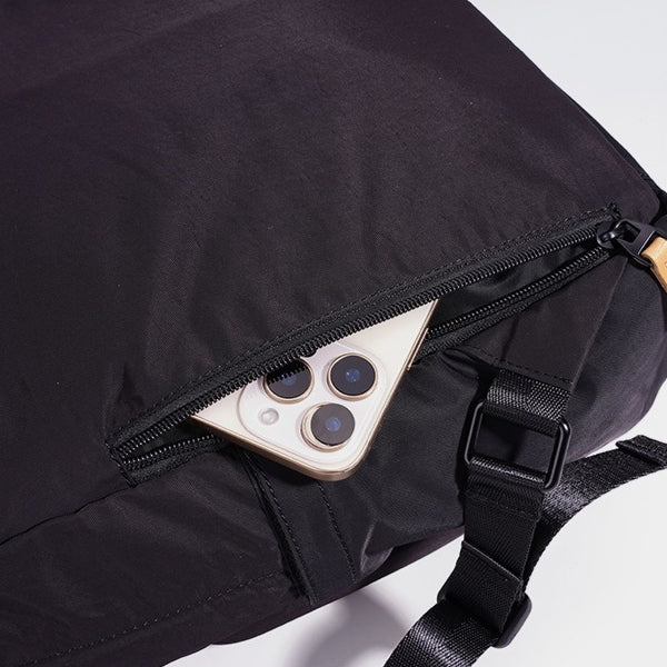 Women's Nylon Backpack with Genuine Leather Trim and Multiple Pockets