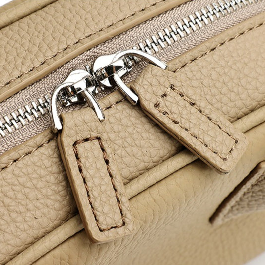 Women's Pebbled Cowhide Mini Boston Bag with Adjustable Strap