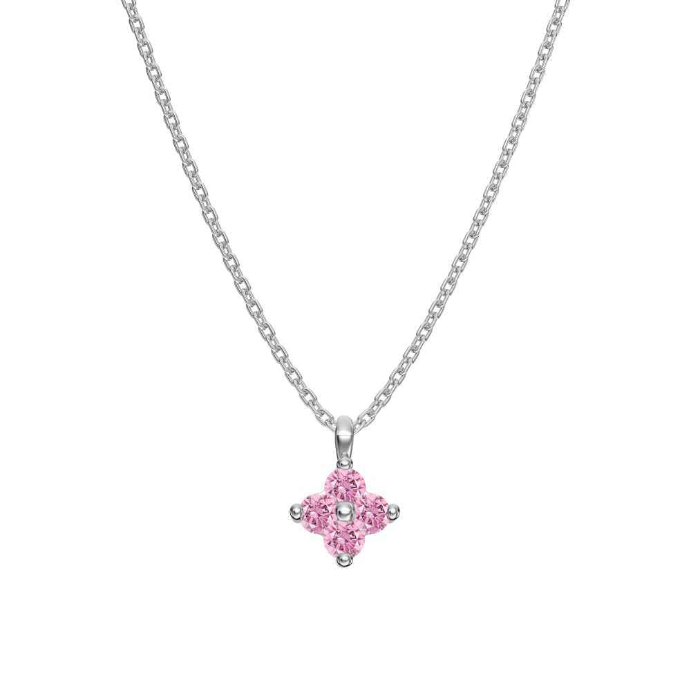 925 Sterling Silver Birthstone Clover Four Leaf Pendant Necklace Platinum Vermeil 12 Colors