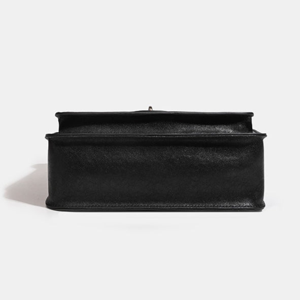 Women's Genuine Leather V-Flap Messenger Bag with Twist Lock
