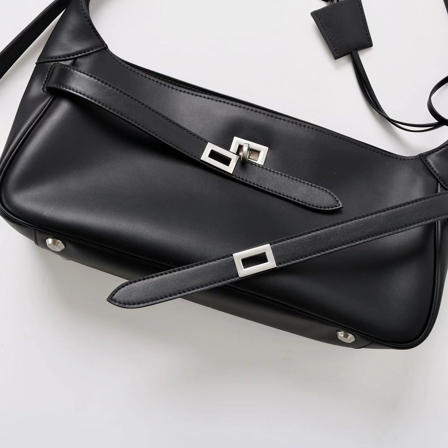 Women's Waxed Calfskin Vintage Crossbody Baguette Bag