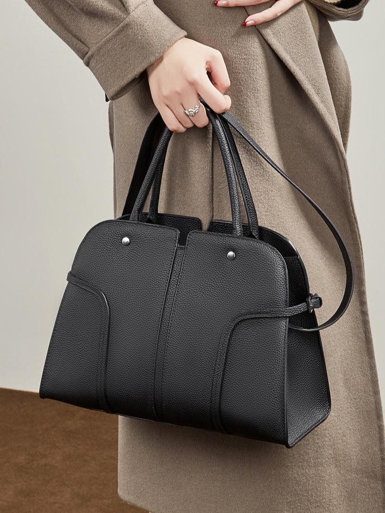 Women's Pebbled Cowhide Paneled Doctor-Style Work Bag