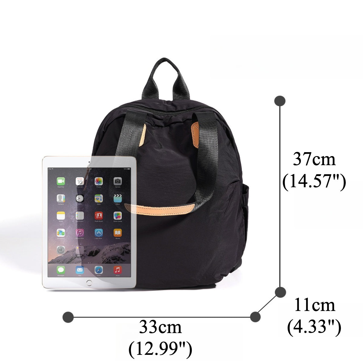 Women's Nylon Convertible Backpack with Genuine Leather Trim
