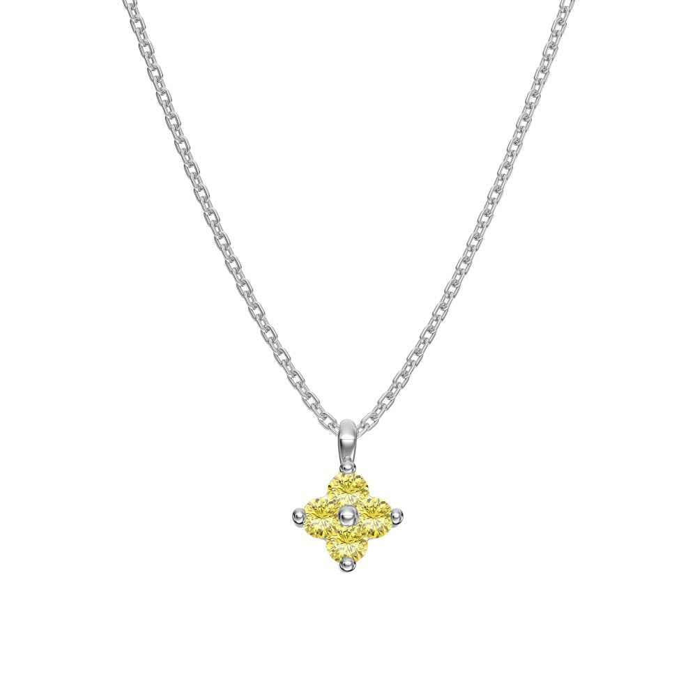 925 Sterling Silver Birthstone Clover Four Leaf Pendant Necklace Platinum Vermeil 12 Colors