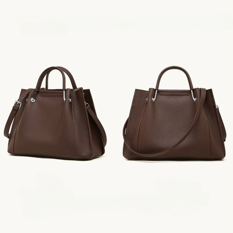 Women's Full-Grain Pebbled Cowhide Trapezoid Tote