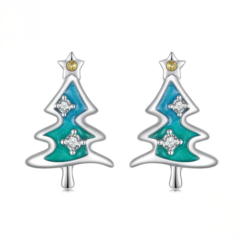 “Holiday Whimsy” S925 Sterling Silver Christmas Stud Earrings