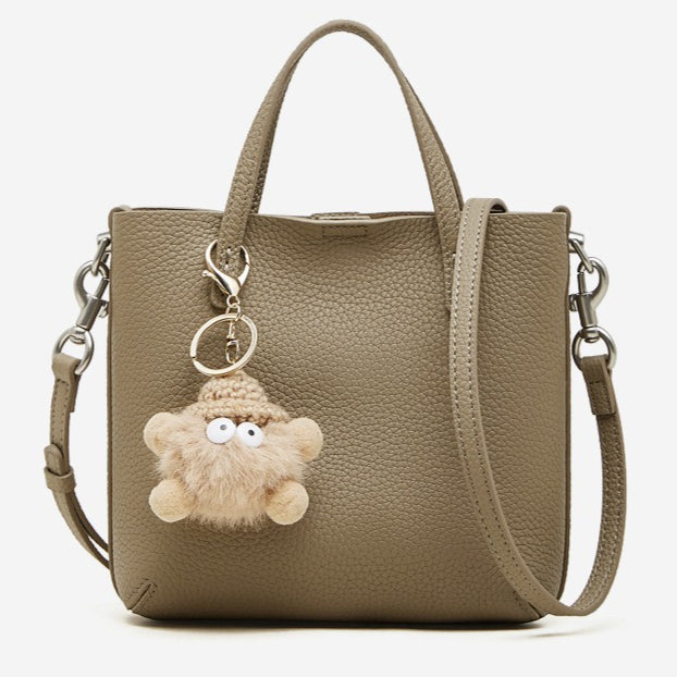 Women's Pebbled Cowhide Bucket Bag with Detachable Inner Pouch