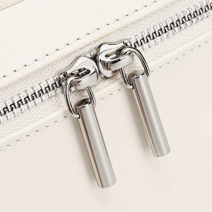 Women's Genuine Leather Square Box Bag with Adjustable Strap