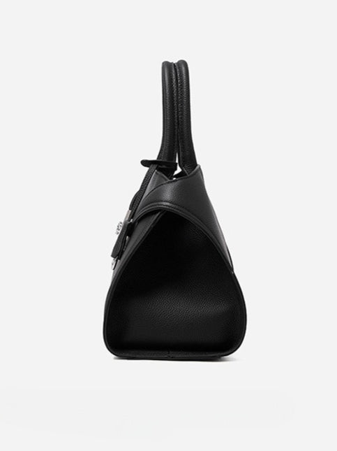 Women's Lychee-Grain Cowhide Double-Buckle Convertible Tote