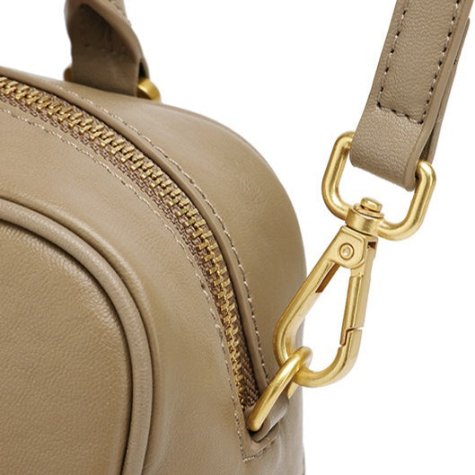 Women's Genuine Leather Boston Bag with Wavy Charm
