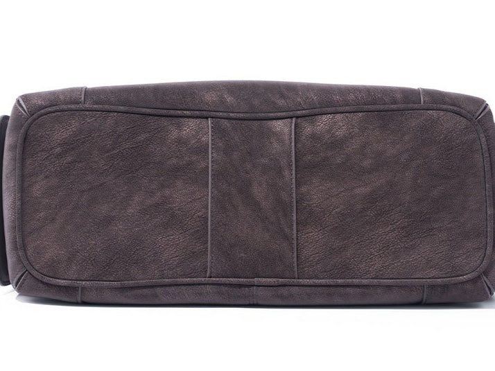 Women's Full-Grain Cowhide Slouchy Shoulder Bag with Side Pockets