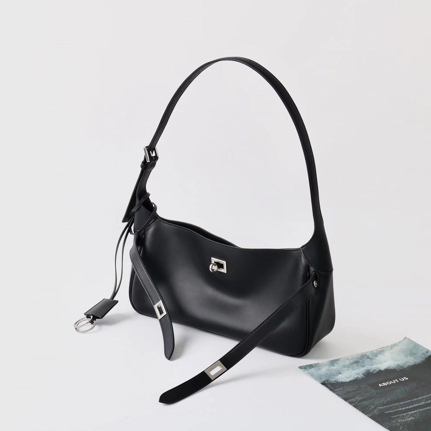 Women's Waxed Calfskin Vintage Crossbody Baguette Bag