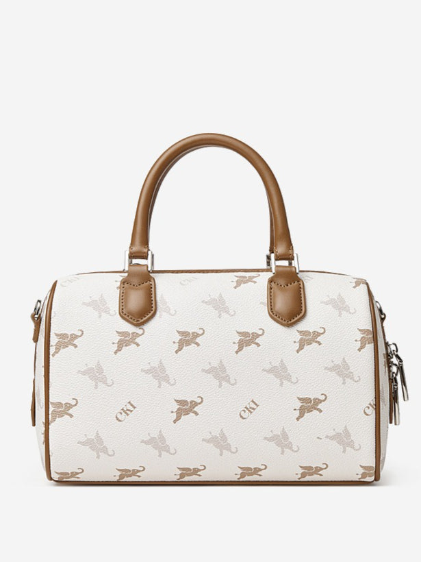 Women's Flying Elephant Monogram Mini Boston Bag with Charm