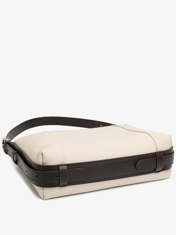 Women's Milled Cowhide Geometric Shoulder Bag with Ring Detail