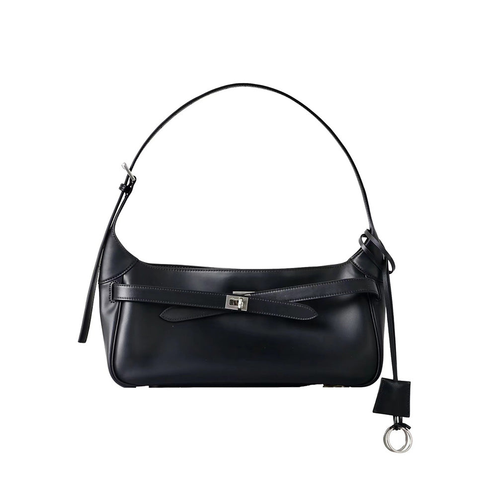 Women's Waxed Calfskin Vintage Crossbody Baguette Bag