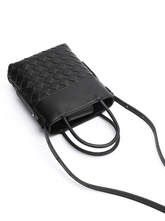 Women's Woven Lambskin Mini Tote with Adjustable Strap
