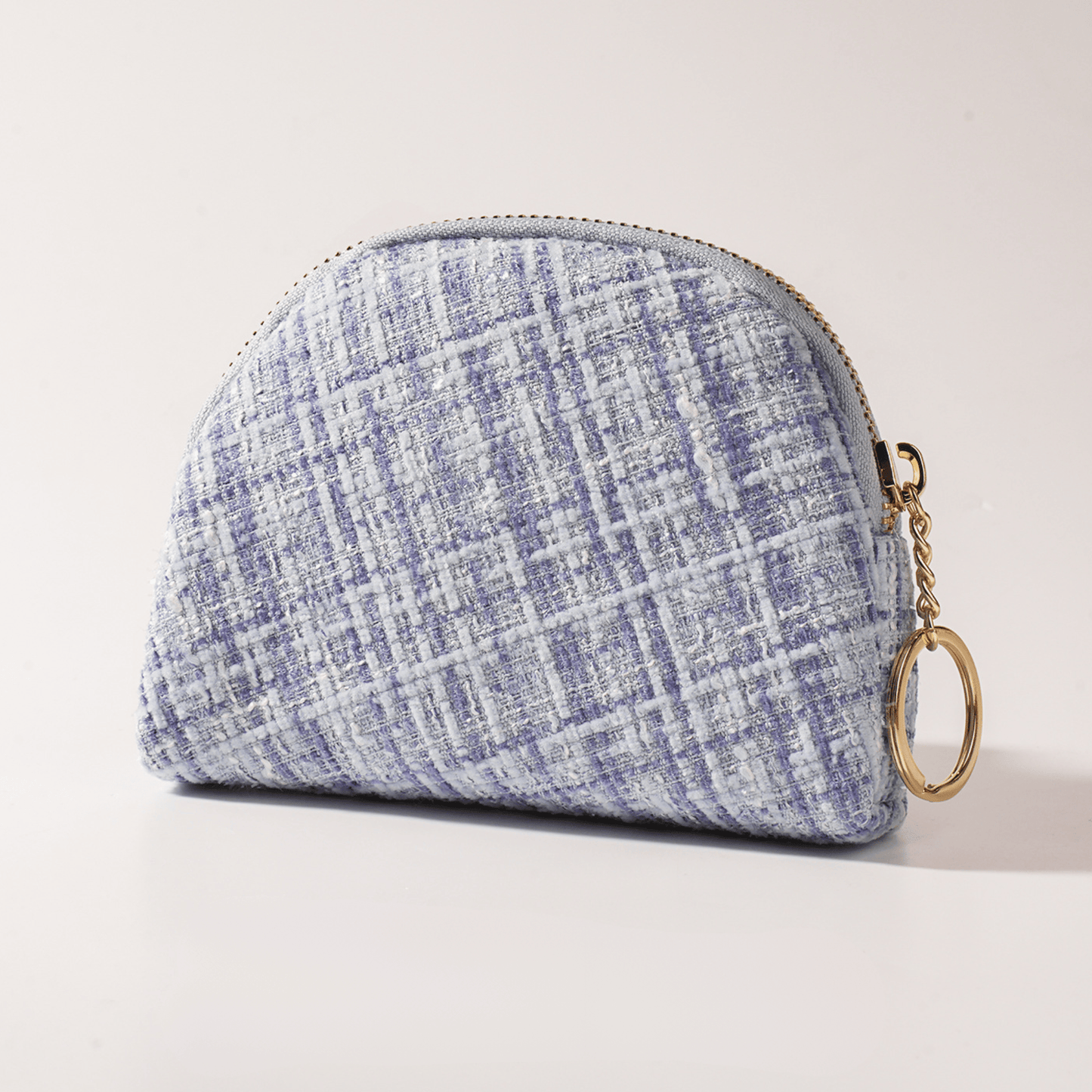 Tweed Jewelry Pouch Travel Zipper Case for Rings Earrings Necklace