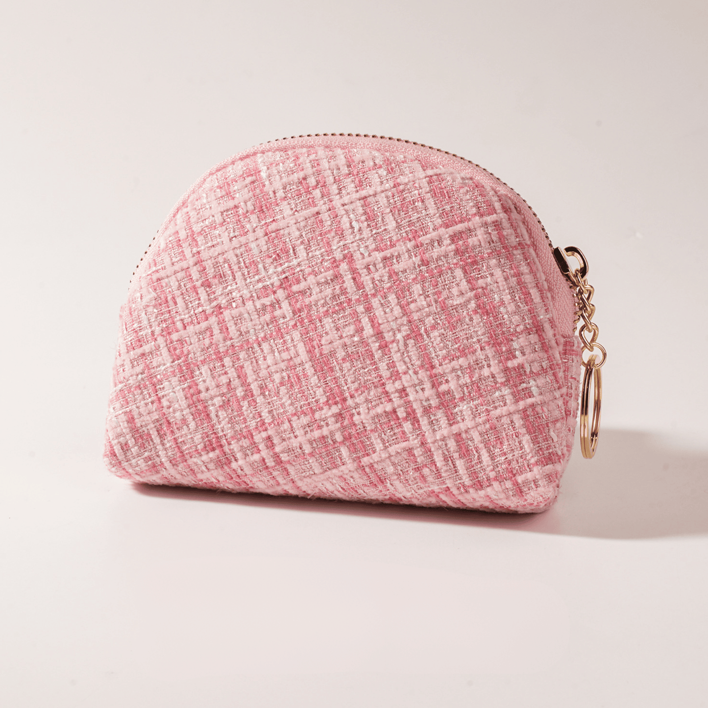 Tweed Jewelry Pouch Travel Zipper Case for Rings Earrings Necklace