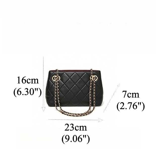 Women's Quilted Sheepskin Chain Mini Tote Bag