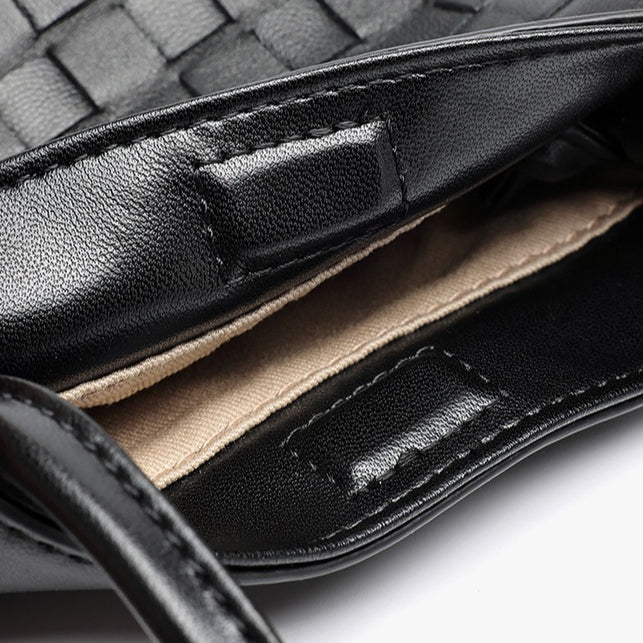 Women's Woven Sheepskin Mini Phone Bag with Adjustable Strap