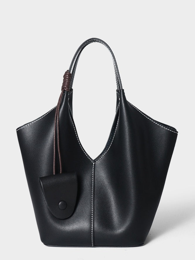 Women's Full-Grain Cowhide Woven Hobo Tote with Detachable Strap