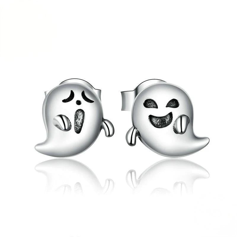 “Devil Ghost” S925 Sterling Silver Zircon Halloween Stud Earrings