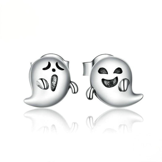 “Devil Ghost” S925 Sterling Silver Zircon Halloween Stud Earrings