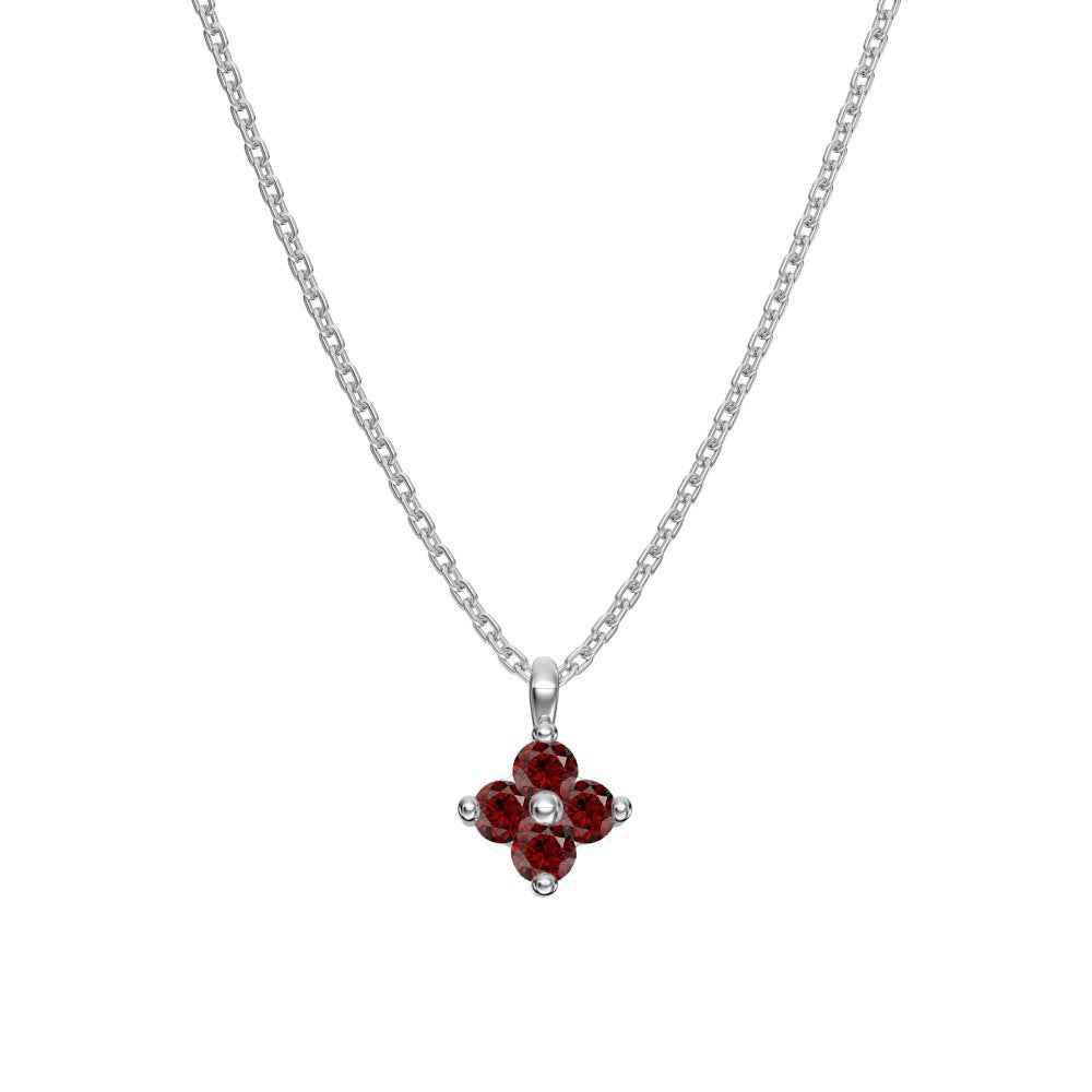 925 Sterling Silver Birthstone Clover Four Leaf Pendant Necklace Platinum Vermeil 12 Colors