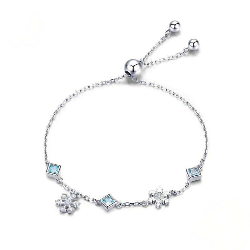 “Frosted Snowflake” S925 Sterling Silver Snowflake Bracelet