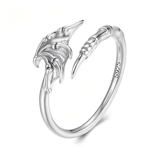 “Devil's Whisper” S925 Sterling Silver Open Adjustable Devil Wing Ring
