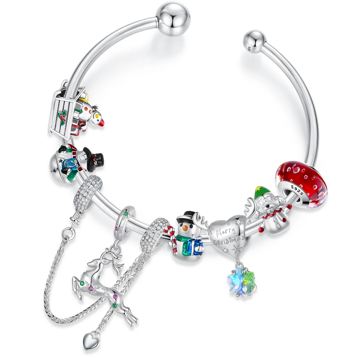 “Holiday Friends” S925 Sterling Silver Christmas Charm Bead