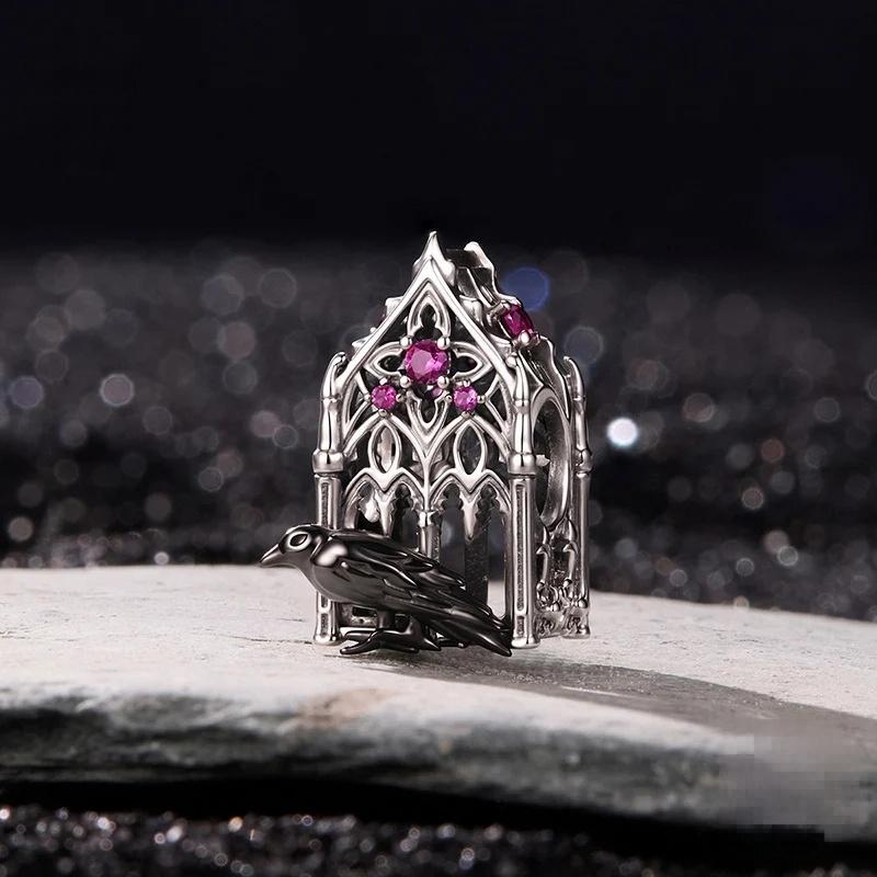 “Raven Castle” S925 Sterling Silver Gothic Halloween Bead