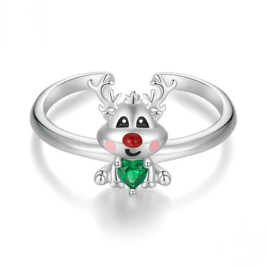 “Rudolph Noel” S925 Sterling Silver Open Reindeer Ring