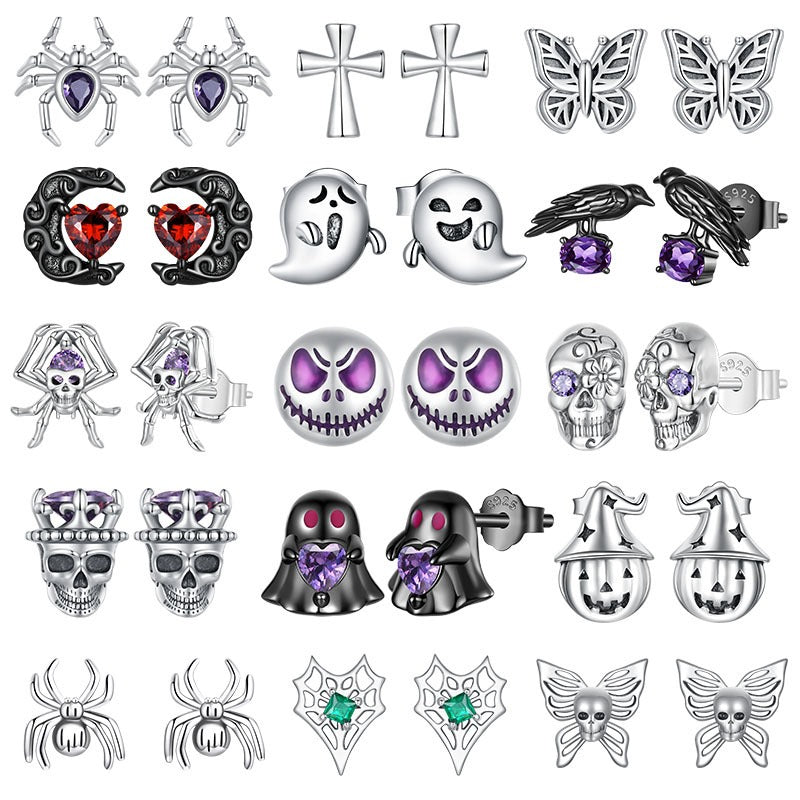 “Midnight Mischief” S925 Sterling Silver Halloween Earrings Collection