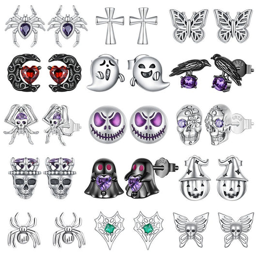 “Midnight Mischief” S925 Sterling Silver Halloween Earrings Collection