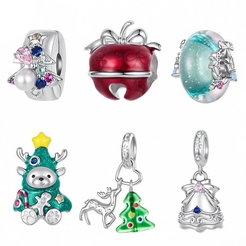 “Holiday Wreath” S925 Sterling Silver Christmas Pendant Charm