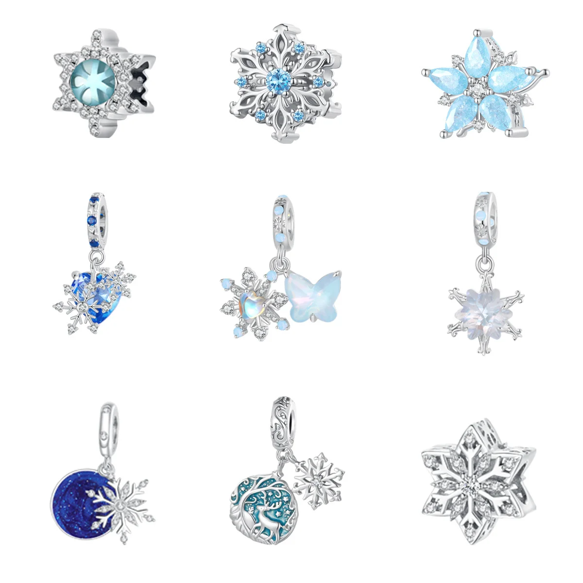 “Winter Whimsy” S925 Sterling Silver Snowflake Charm Bead