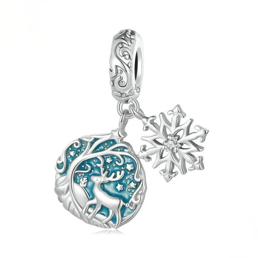 “Luminous Reindeer” S925 Sterling Silver Glow-in-the-Dark Christmas Charm Bead