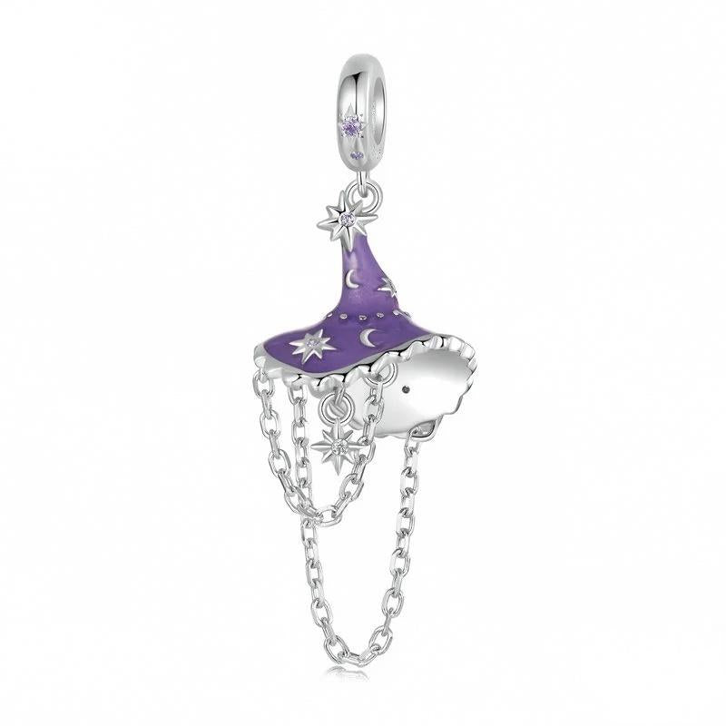 “Moon Witch” S925 Sterling Silver Glow Witch Hat Halloween Pendant Bead