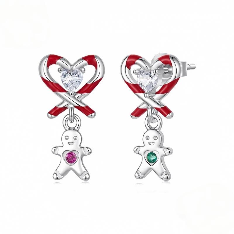 “Gingerbread Charm” S925 Sterling Silver Christmas Gingerbread Stud Earrings