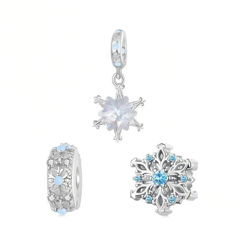 “Winter Romance” S925 Sterling Silver Snowflake Spacer Charm Bead