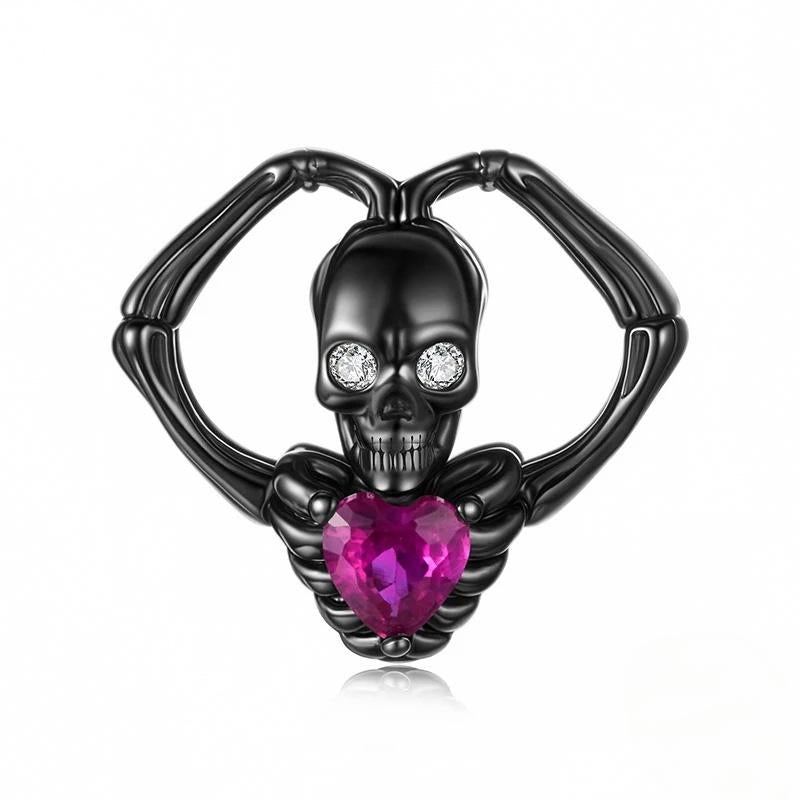 “Skull Heart” S925 Sterling Silver Halloween Skeleton Bead