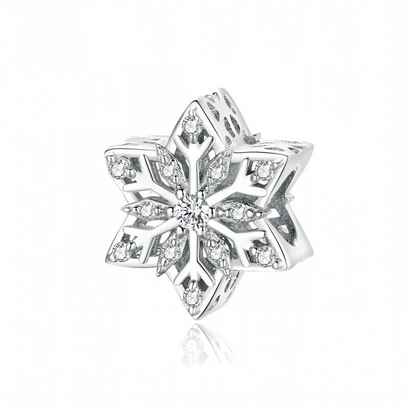 “Winter Sparkle” S925 Sterling Silver Snowflake Loose Charm Bead