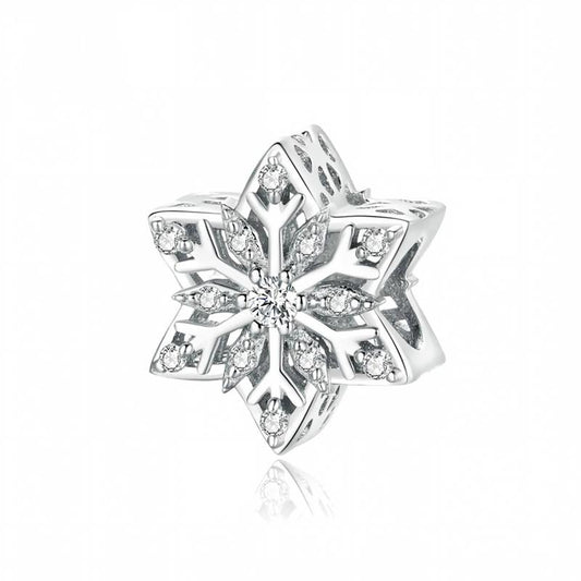 “Winter Sparkle” S925 Sterling Silver Snowflake Loose Charm Bead