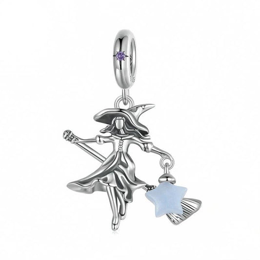 “Lunar Witch” S925 Sterling Silver Moonstone Halloween Pendant Bead
