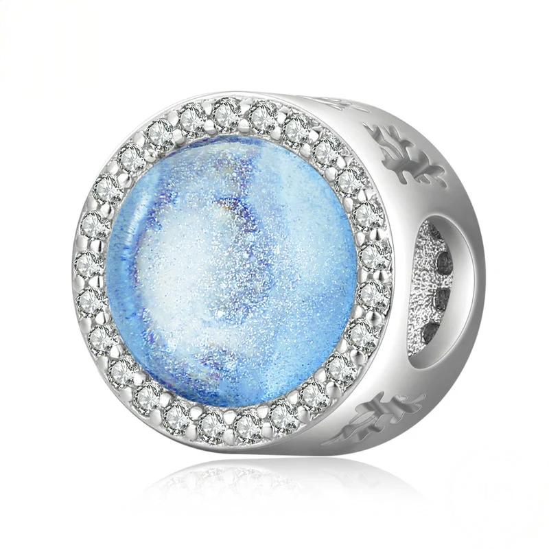 “Winter Nightscape” S925 Sterling Silver Glass Snowflake Charm Bead