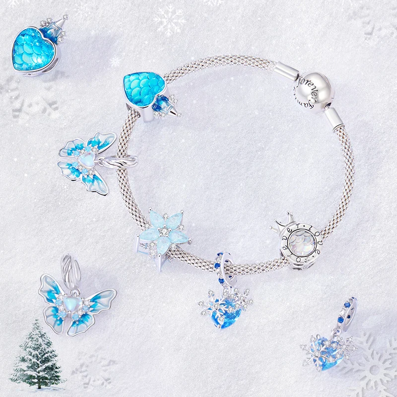 “Winter Castle” S925 Sterling Silver Snowflake Castle Charm Bead
