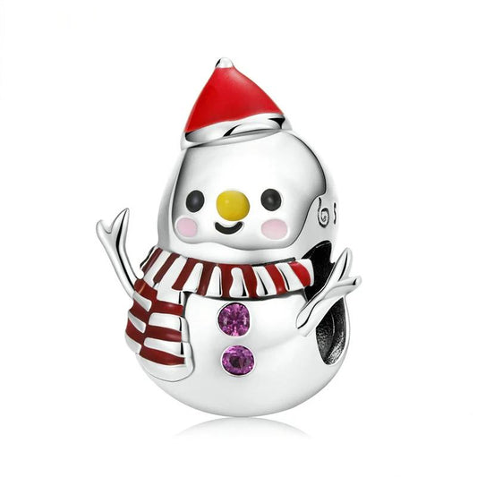 “Snowy Smiles” S925 Sterling Silver Christmas Snowman Charm Bead